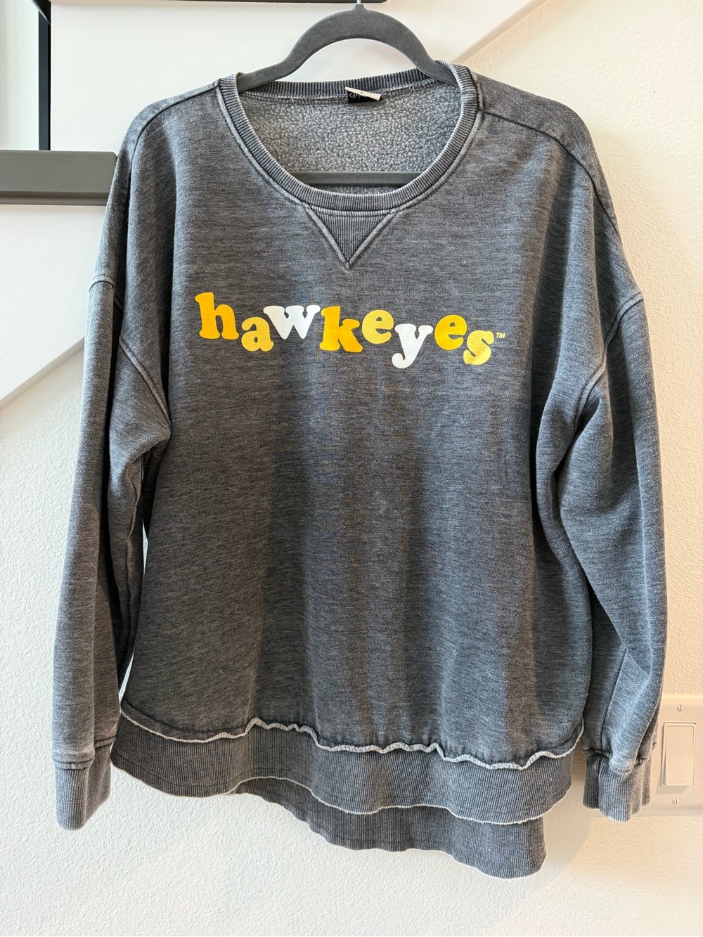 Women's Gray Iowa Hawkeyes Crewneck Sweatshirt